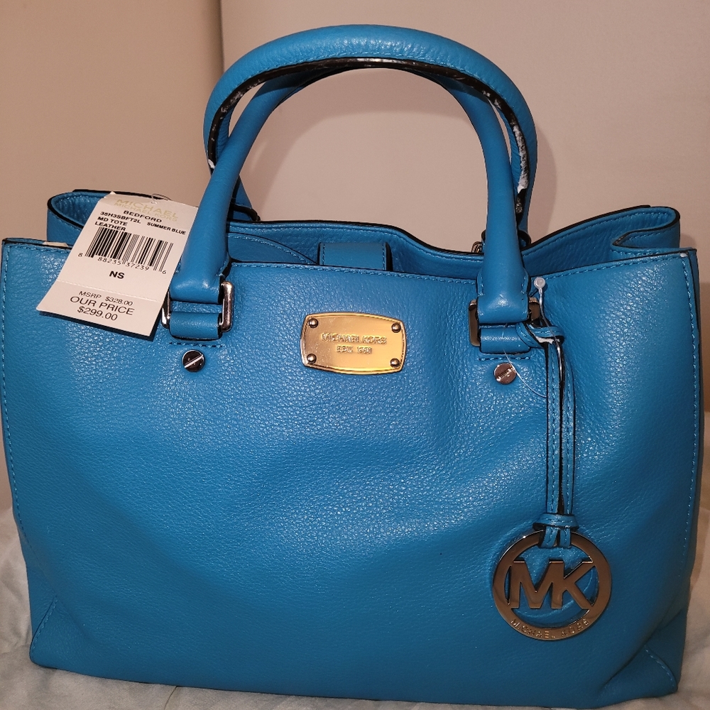 Michael Kors Bedford Medium Tote - Blue NWT 35H3SBFT2L